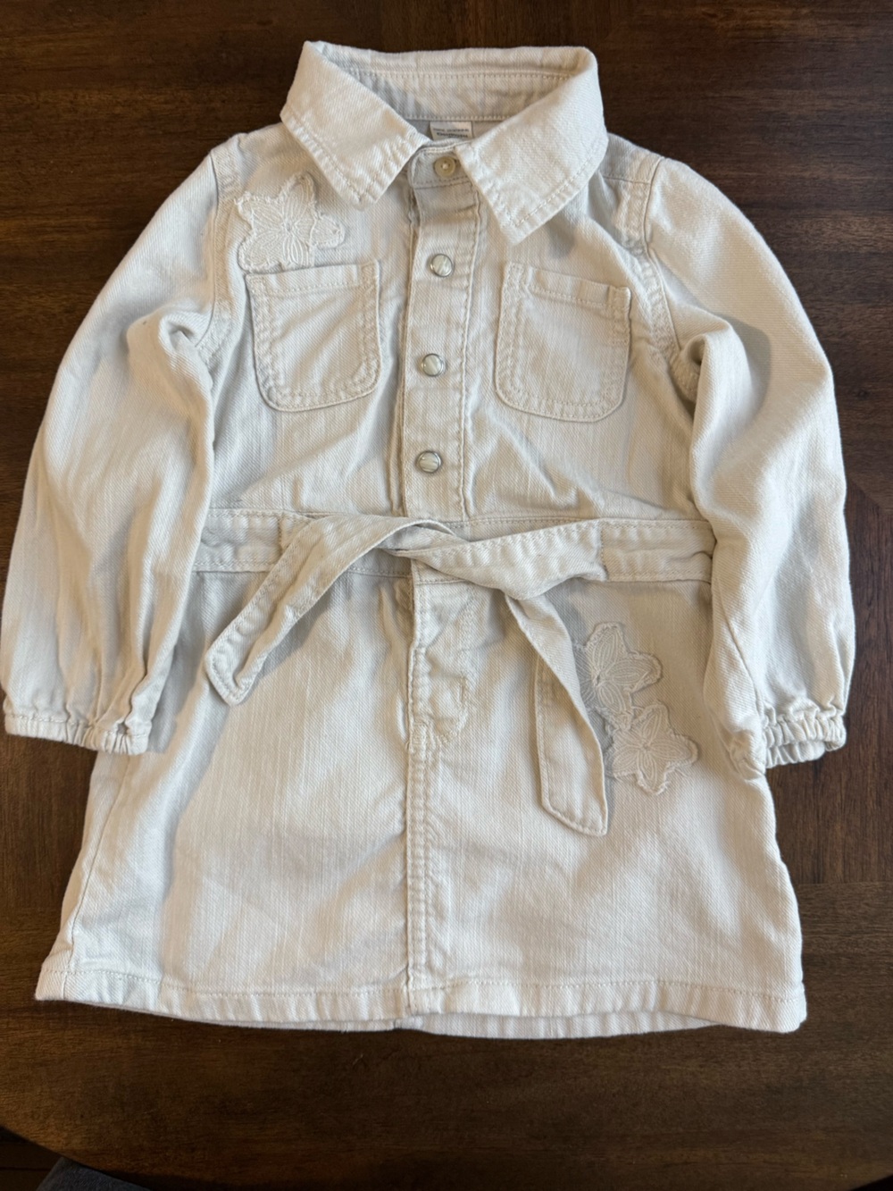 OshKosh B'gosh Cream Button-Front Belted Jacket Dress Size 3T